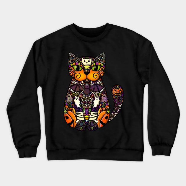 Halloween Cat Crewneck Sweatshirt by Doodlecats 